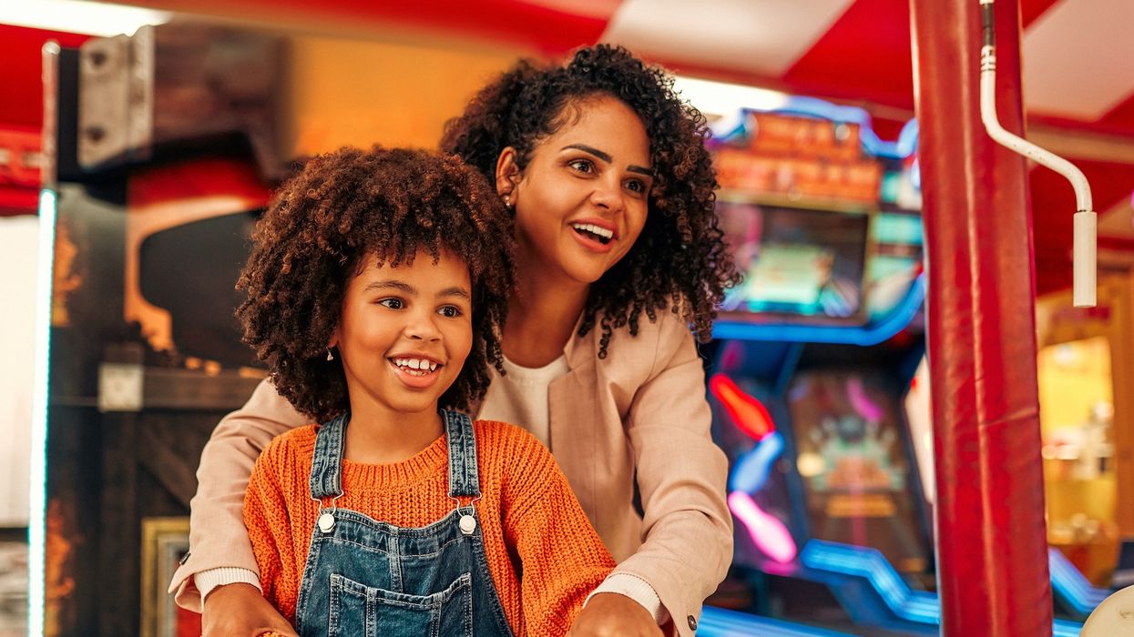 family at arcade