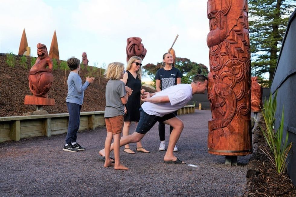 Family at Manea Footprints of Kupe