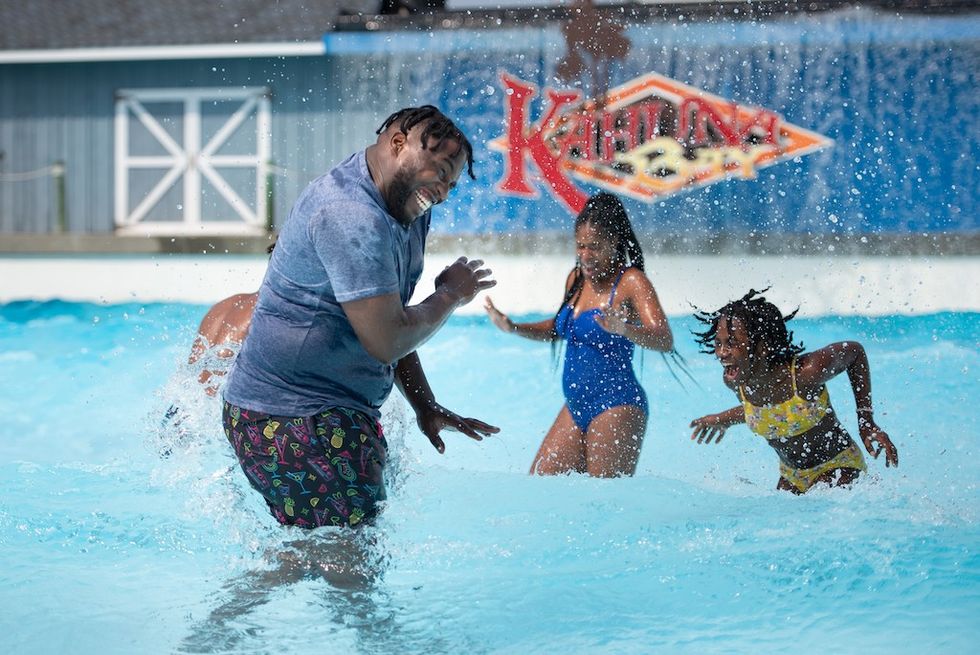 family splashing at Splish Splash