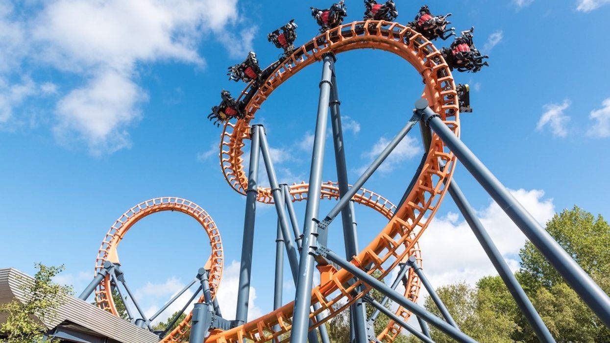 Ferris wheel and roller coaster, France