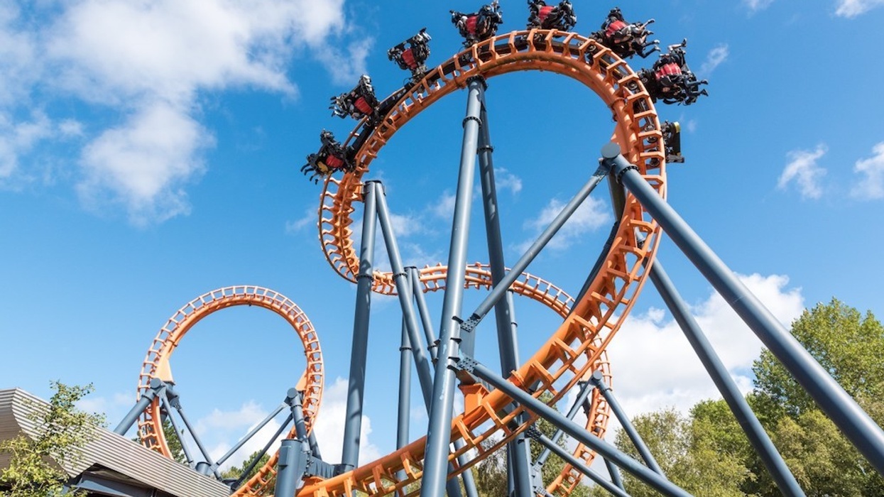 Ferris wheel and roller coaster, France