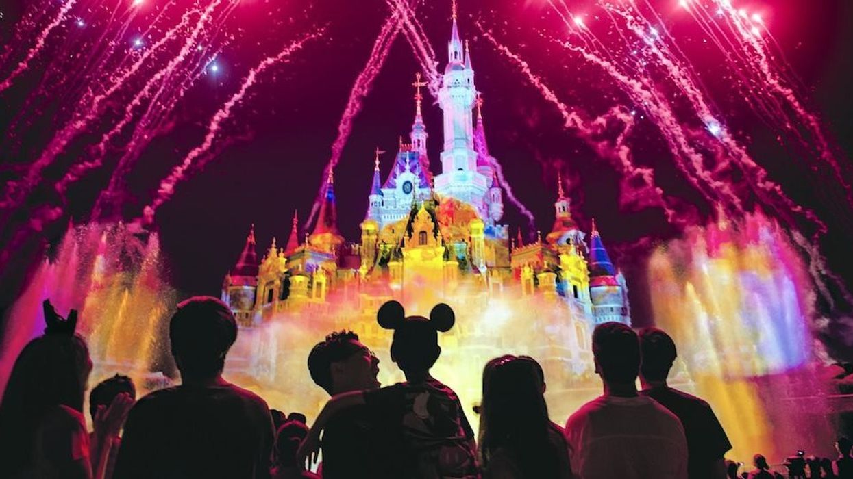 Fireworks at the castle at Shanghai Disneyland