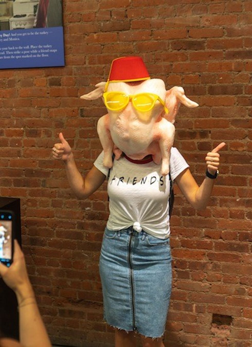 Friends Pop Up Experience turkey on head