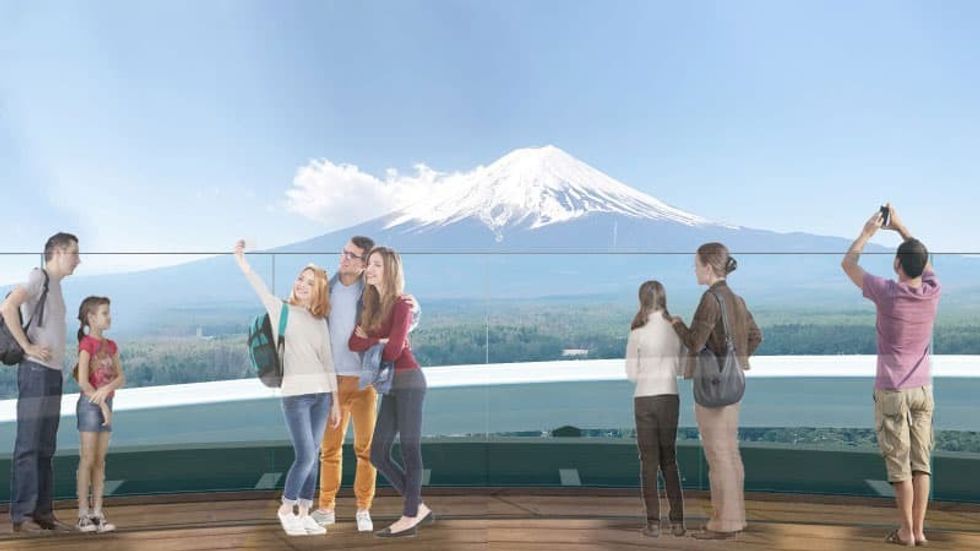 Fujiyama tower coaster observation deck, slide and sky walk at Fuji-Q