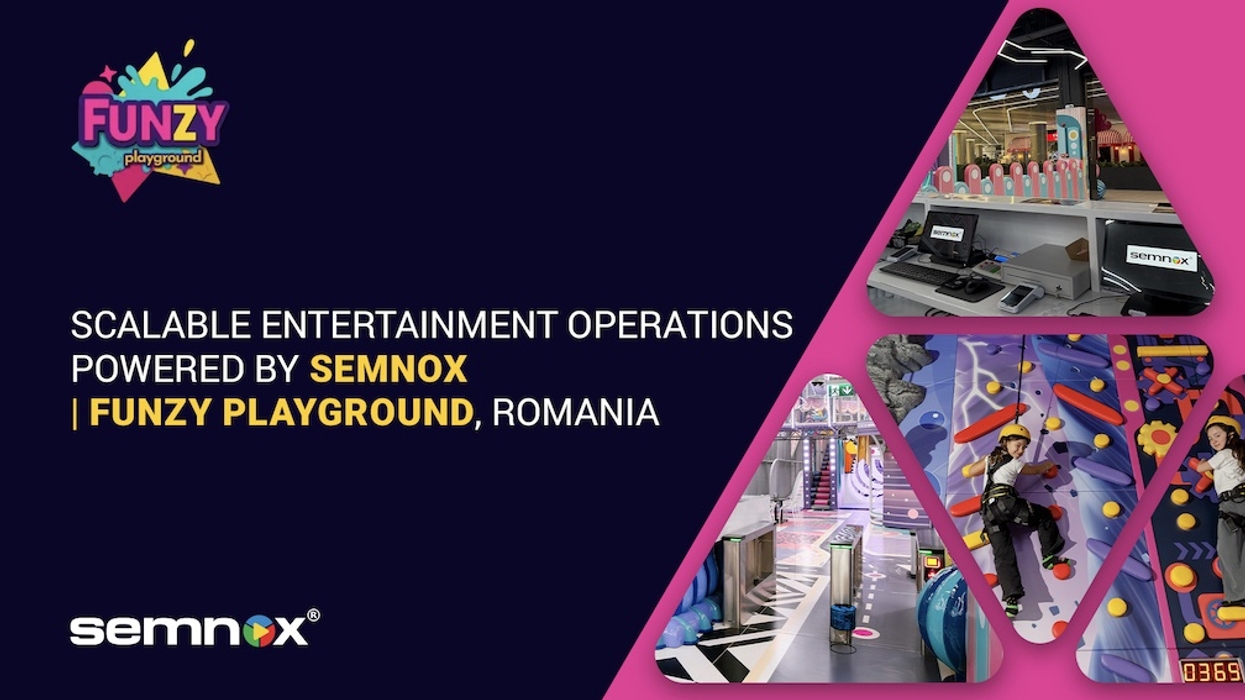 Funzy Playground banner: "Scalable Entertainment Operations" with play area image and Semnox logo