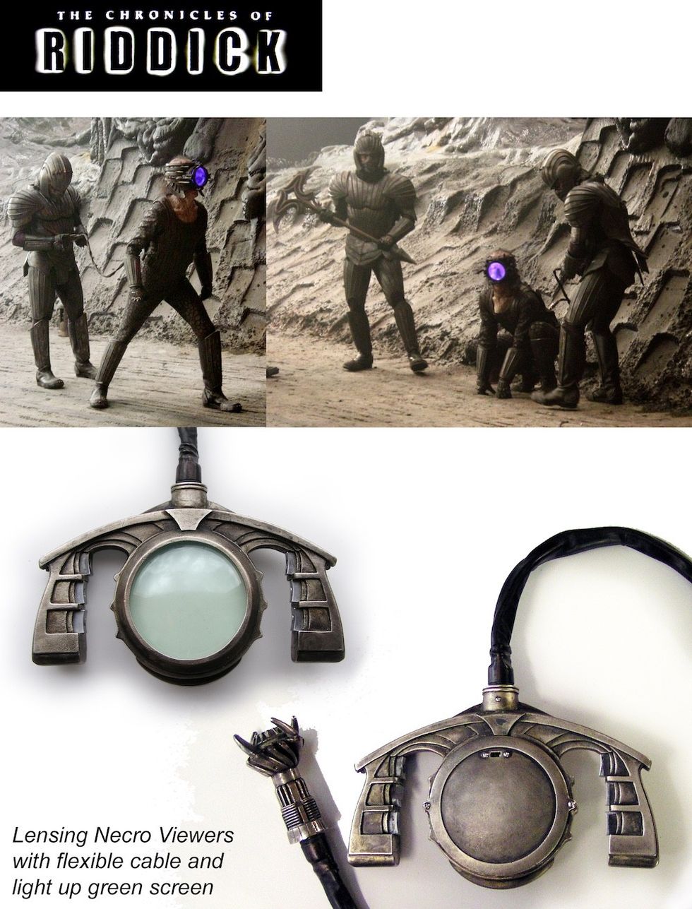 Futuristic soldiers with sci-fi gear; "The Chronicles of Riddick" title above them.