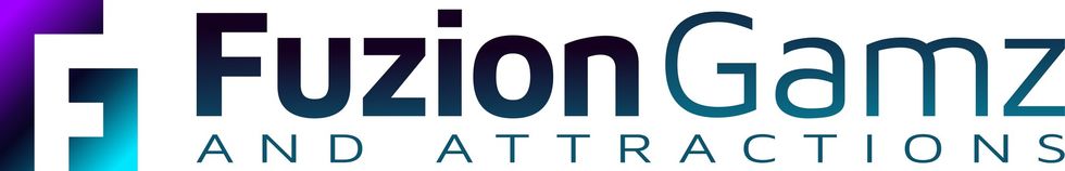 FuzionGamz logo with purple-blue gradient "F" and text "AND ATTRACTIONS."