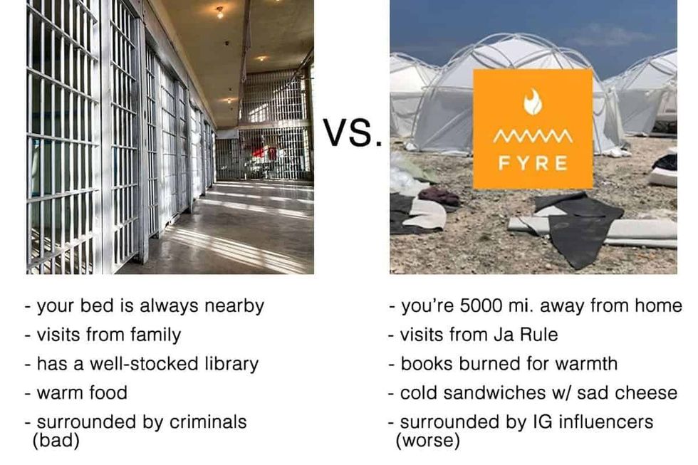 fyre festival vs jail meme