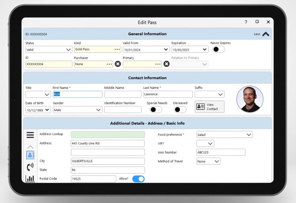 Galaxy 8 - Pass Edit Screen