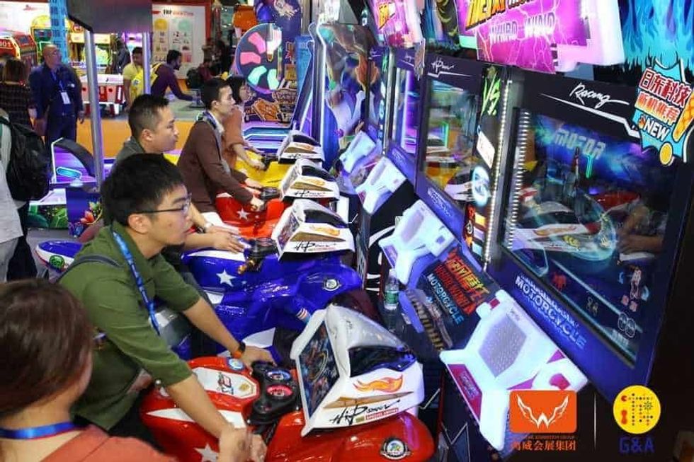 Games and Amusement Fair 2018 Attendees on motorbikes