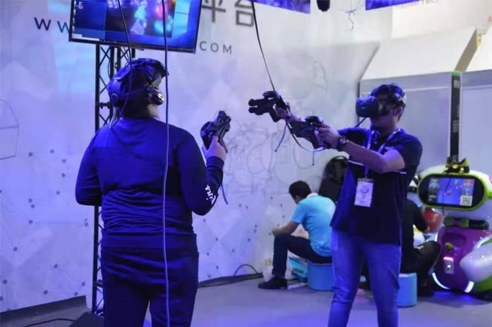 Games and Amusement Fair 2018 Attendees trying out VR