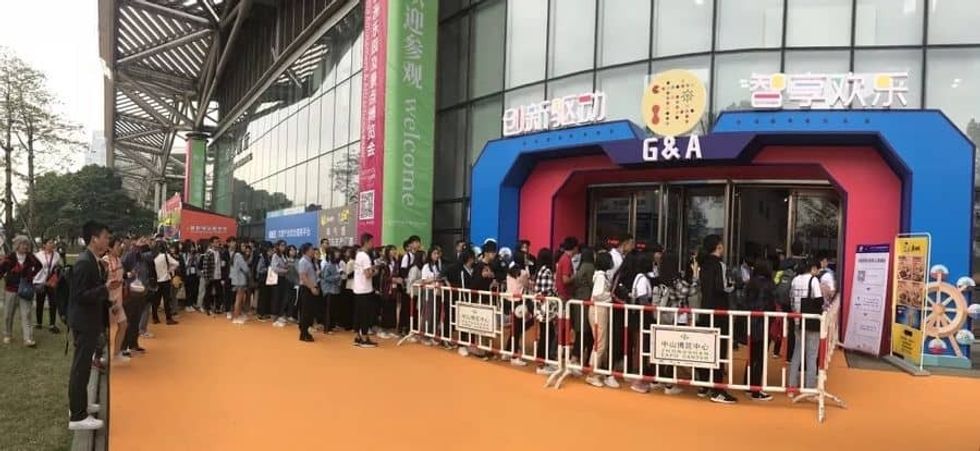 Games and Amusement Fair 2018 Attendees waiting to enter hall
