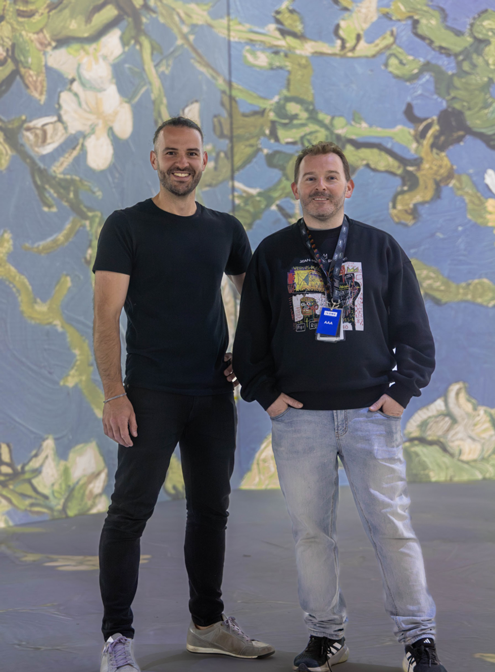 Gary Moynihan (right) and James Berrett (left) pictured at The Lume Melbourne during a student ‘behind the scenes’ tour recently. Immersive media talent