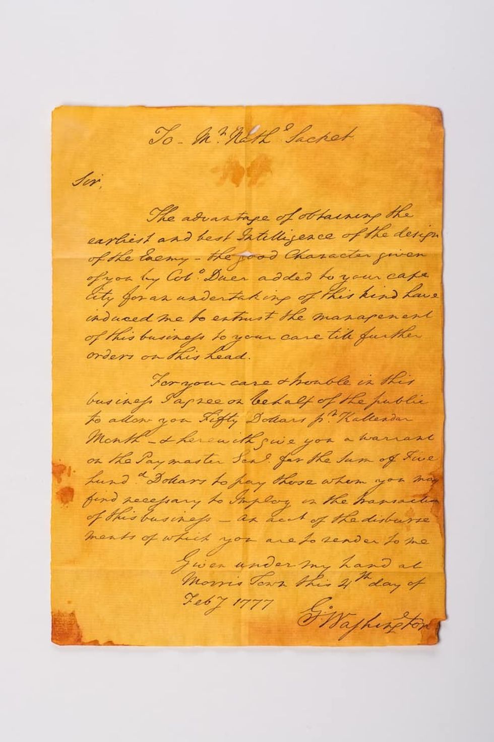 George Washington Letter Spy Museum
