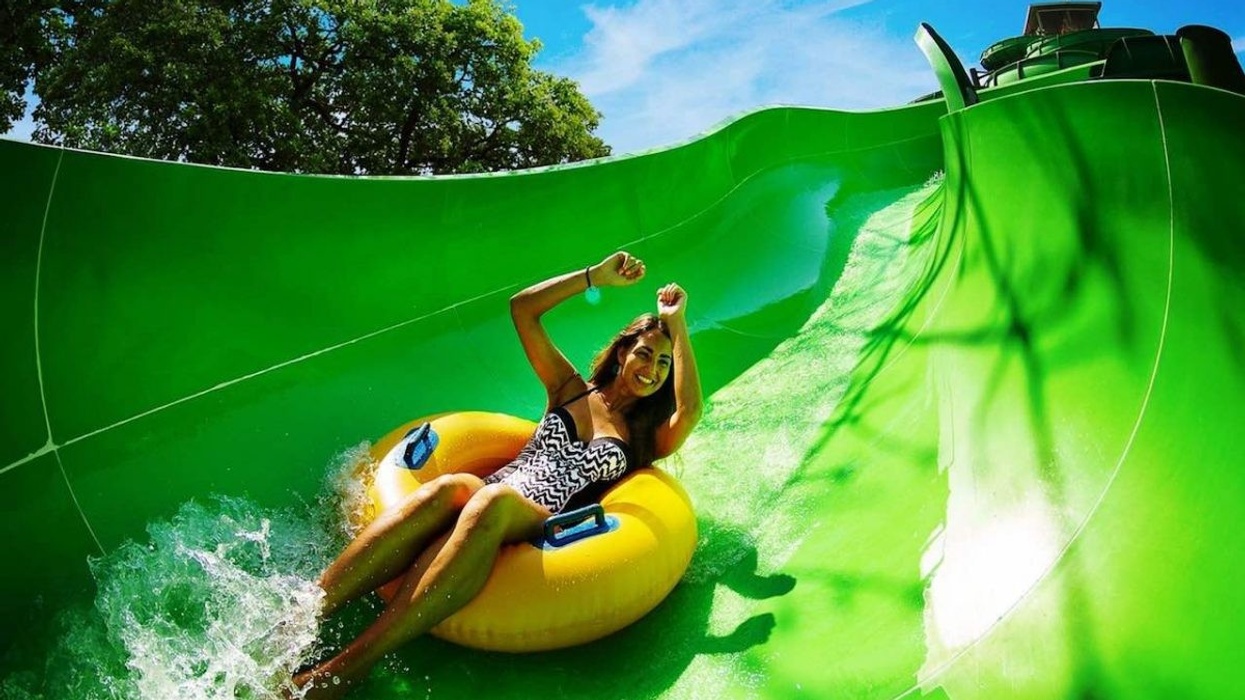 girl on whitewater raft slide