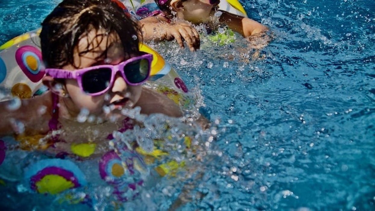 Girl playing at a waterpark