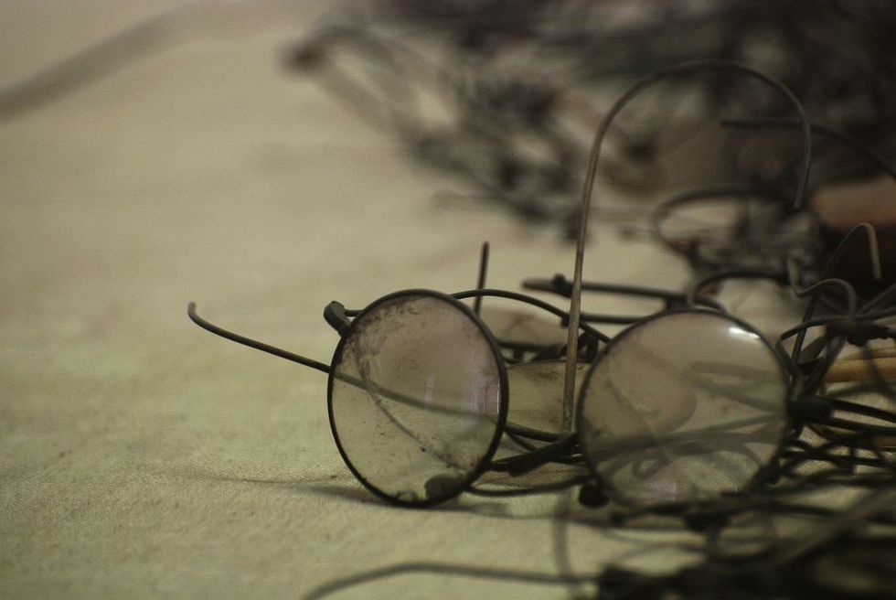 glasses at Portrait of an unknown Auschwitz Birkenau state museum