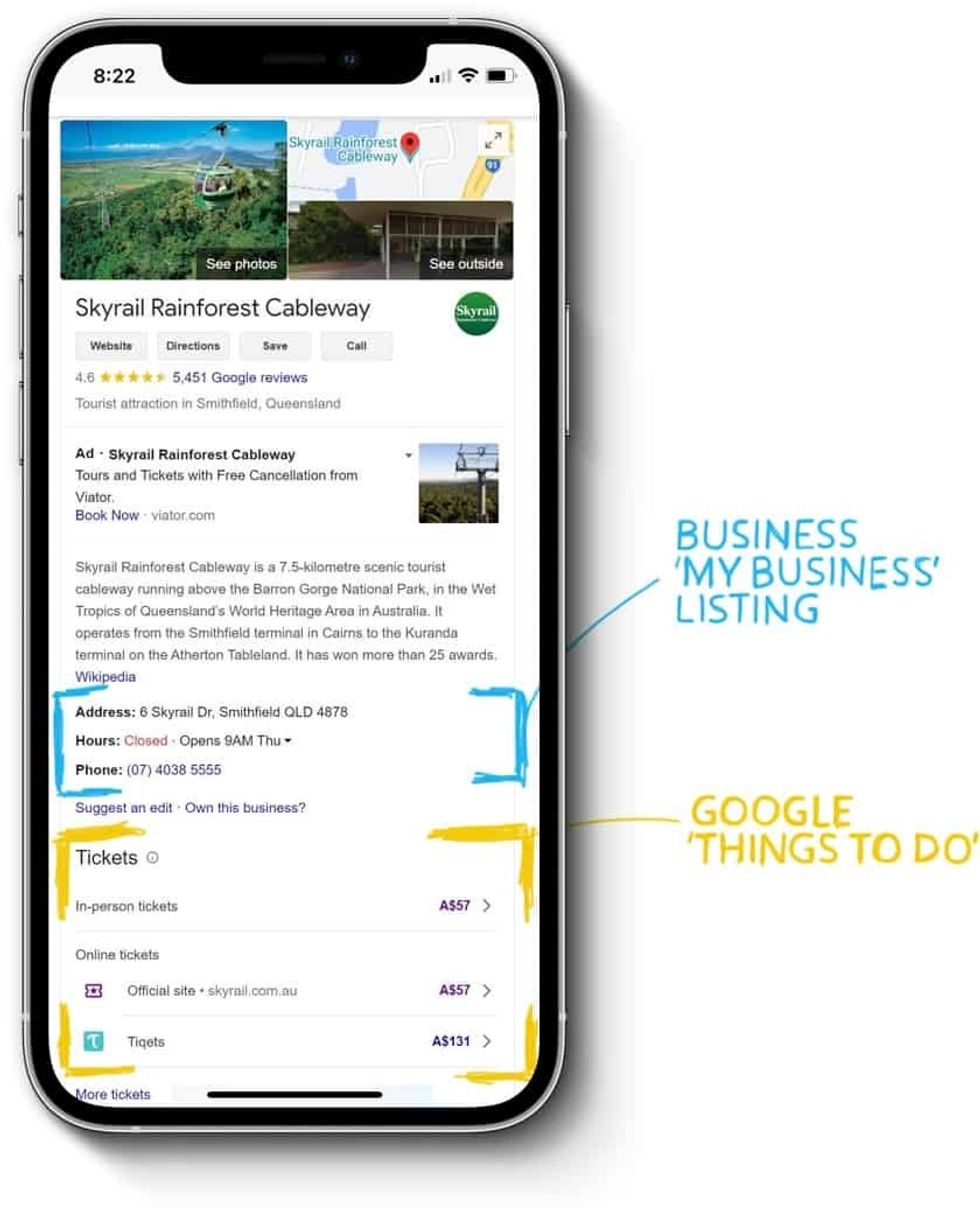 Google attractions listings