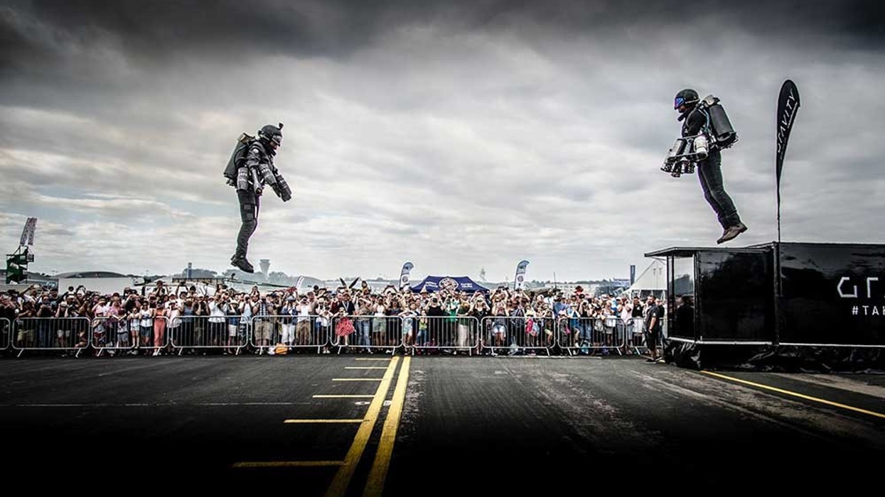 Gravity jet suit appears at wearable tech exhibition a the Chicago Museum of Science and Industry