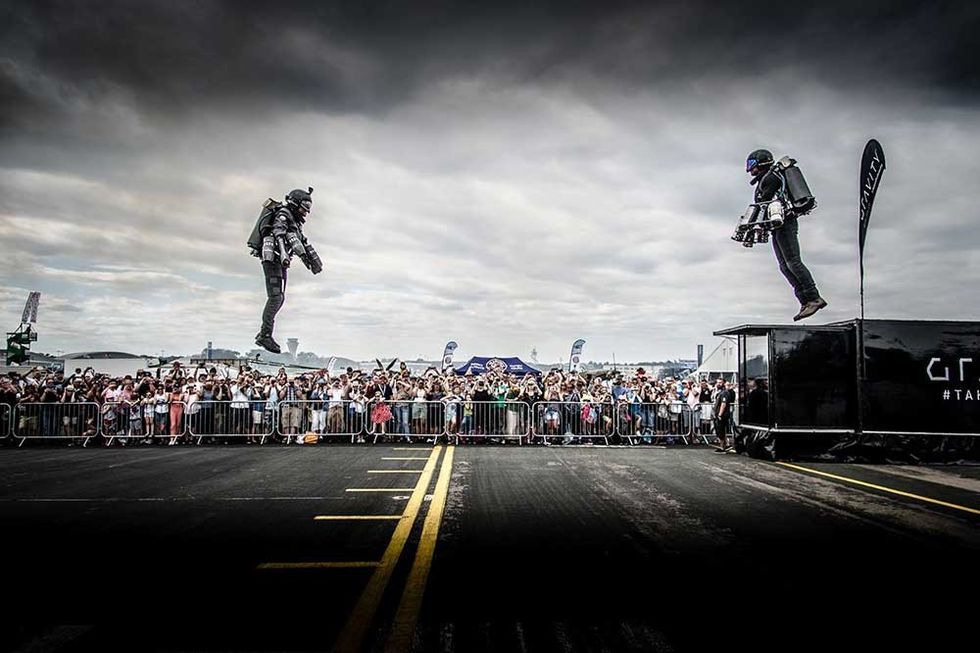 Gravity jet suit appears at wearable tech exhibition a the Chicago Museum of Science and Industry