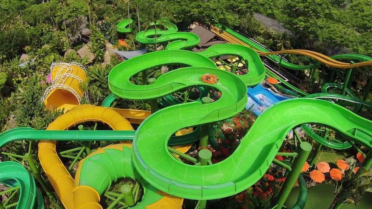 green waterslide at bali-waterbom whitewater west x