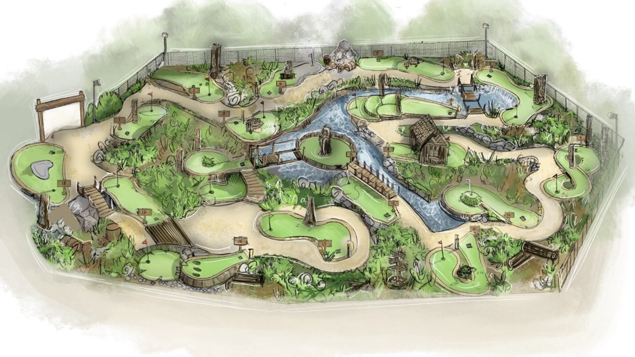 Greenspan Projects woodland-themed adventure golf close up