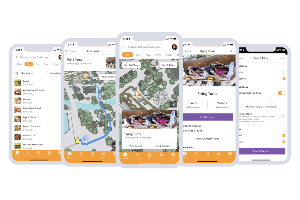 guest experience platform from attractions.io blooloop festival of innovation 2022 images of phones with Knoebels app screenshots
