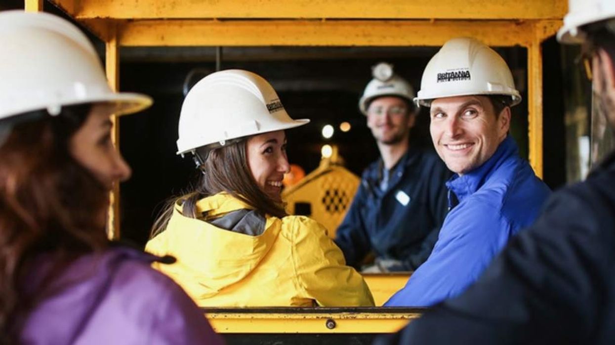 guests in hard hats at Britannia Mine Museum