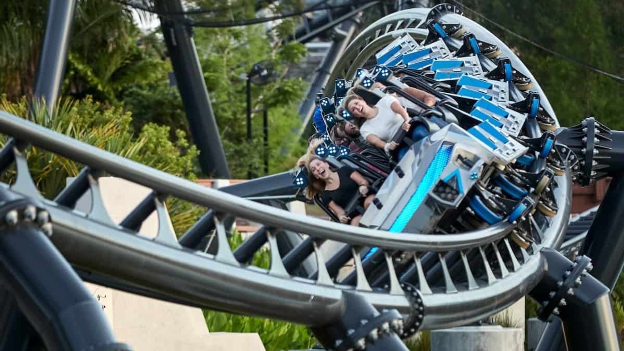 Guests on Velocicoaster at Islands of Adventure Universal Studios Orlando
