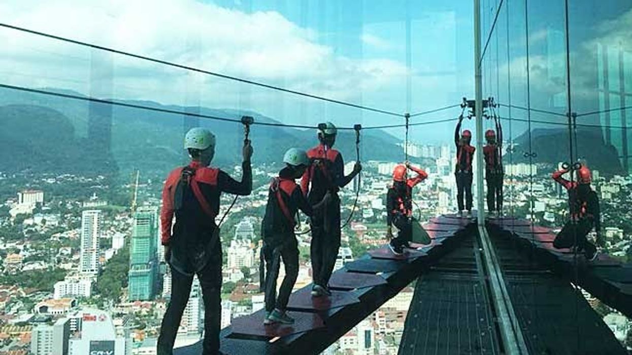 guests try out kanopeo saferoller system on world' highest aerial adventure at komtar penang tower