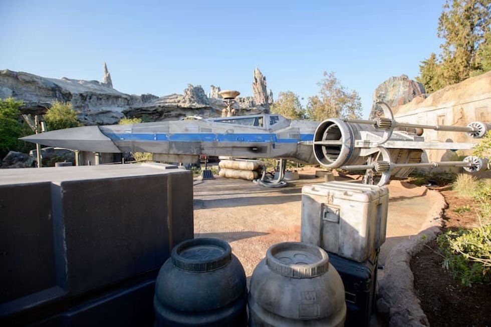 Guests visiting Star Wars: Galaxy’s Edge at Disneyland Park in Anaheim, California, and at Disney's Hollywood Studios in Lake Buena Vista, Florida, will encounter an X-wing Starfighter located at the Resistance Mobile Command Post. The X-wing is a nimble starfighter used in space combat first by the Rebel Alliance and now the Resistance. Its name comes from the “X” its four wings create when they’re locked in attack position. (Richard Harbaugh/Disney Parks)