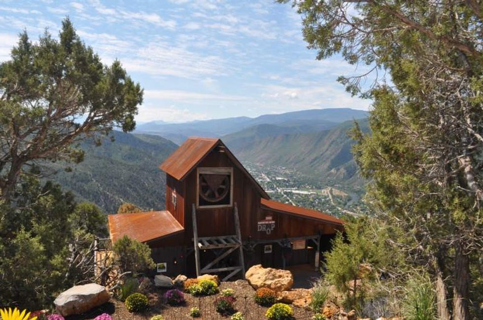 haunted mine drop with valley behind