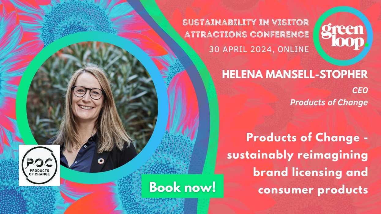 Helena Mansell-Stopher speaking at greenloop 2024 30 April. Products of Change - sustainably reimagining brand licensing and consumer products
