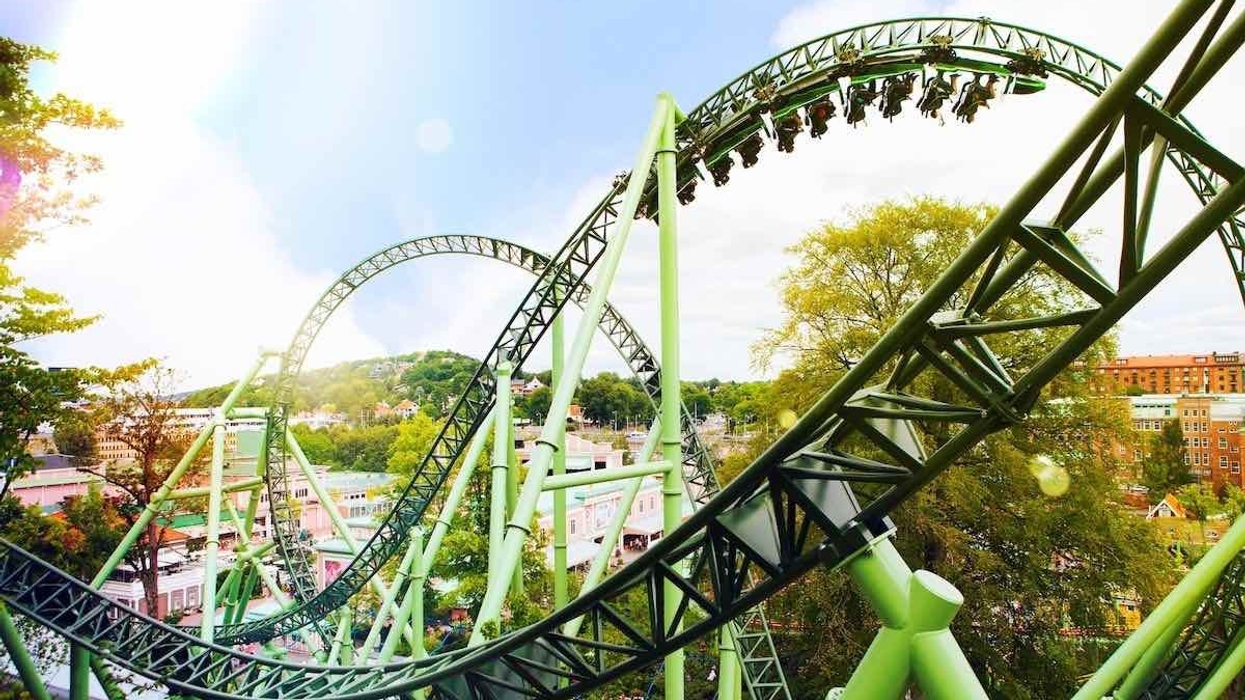 helix rollercoaster ar liseberg sweden, one of the European theme parks closed due to coronavirus
