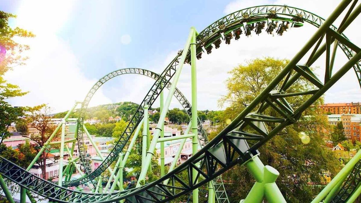 helix rollercoaster ar liseberg sweden, one of the European theme parks closed due to coronavirus