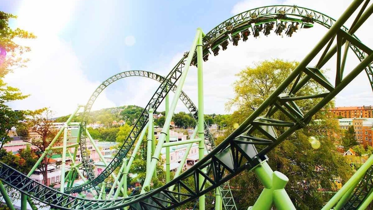 helix rollercoaster ar liseberg sweden, one of the European theme parks closed due to coronavirus