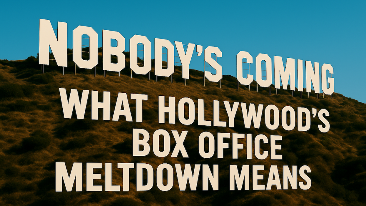 Hollywood-style sign reading: "Nobody's Coming What Hollywood's Box Office Meltdown Means."