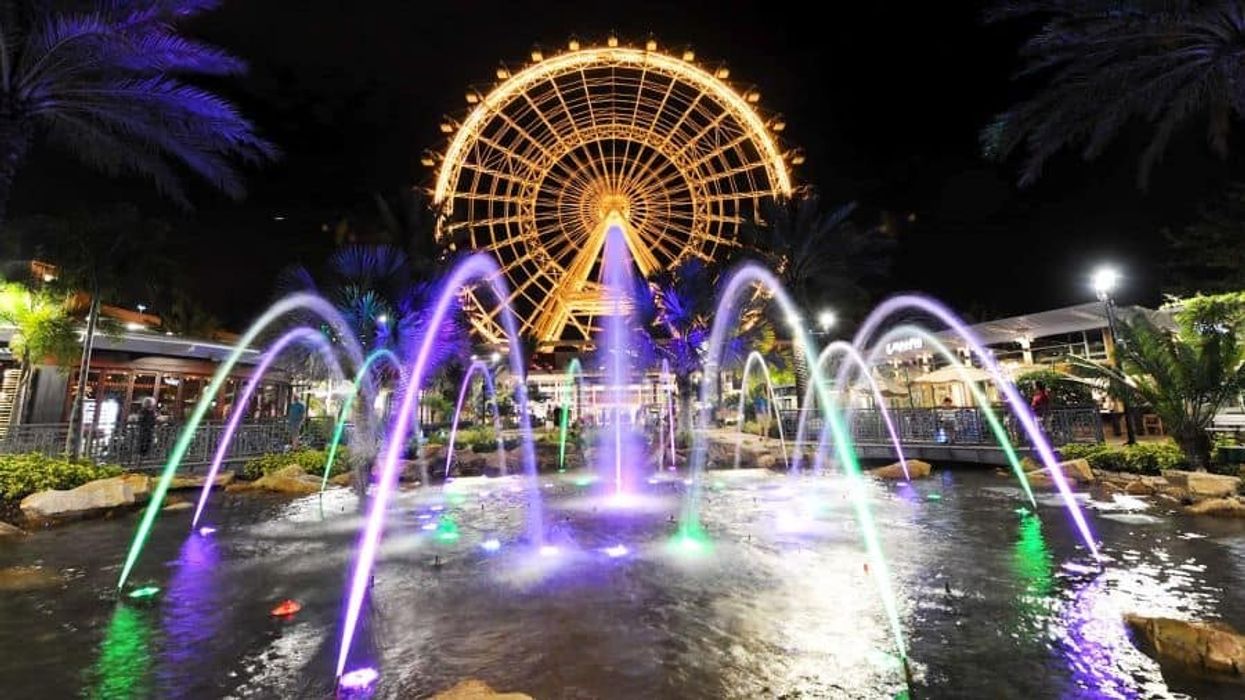 Icon Orlando lit up at night