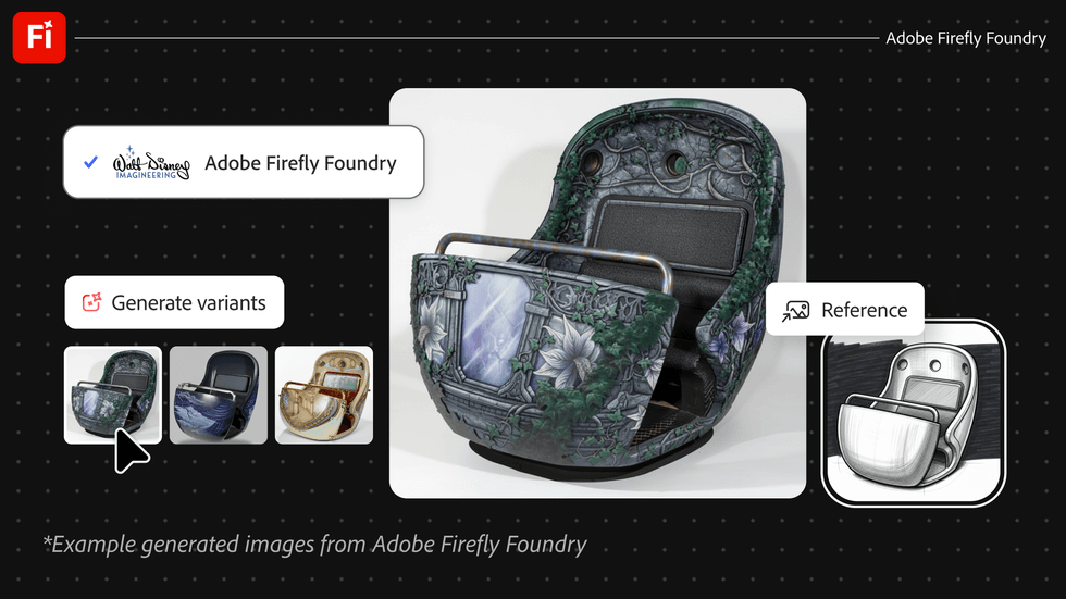 Illustration of a decorative ride seat at Disney with floral patterns and a reference sketch