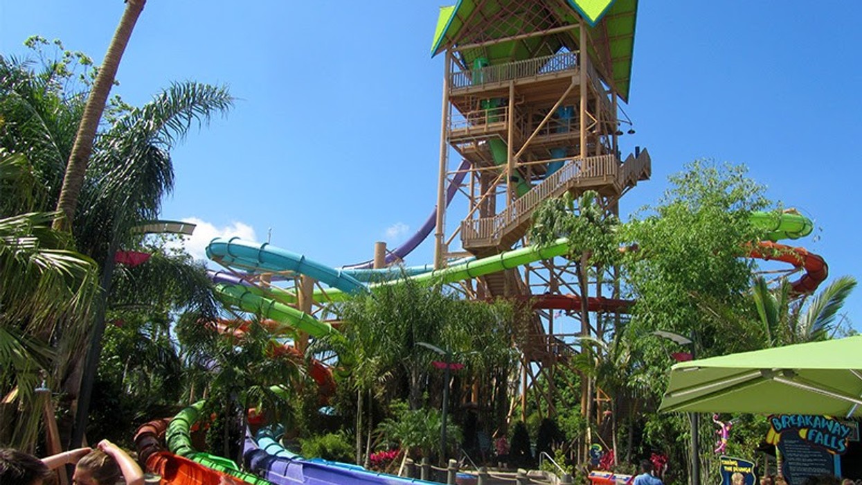 ProSlide Drop Launch Thrill Waterslides at Ihu's Breakaway Falls, SeaWorld Aquatica