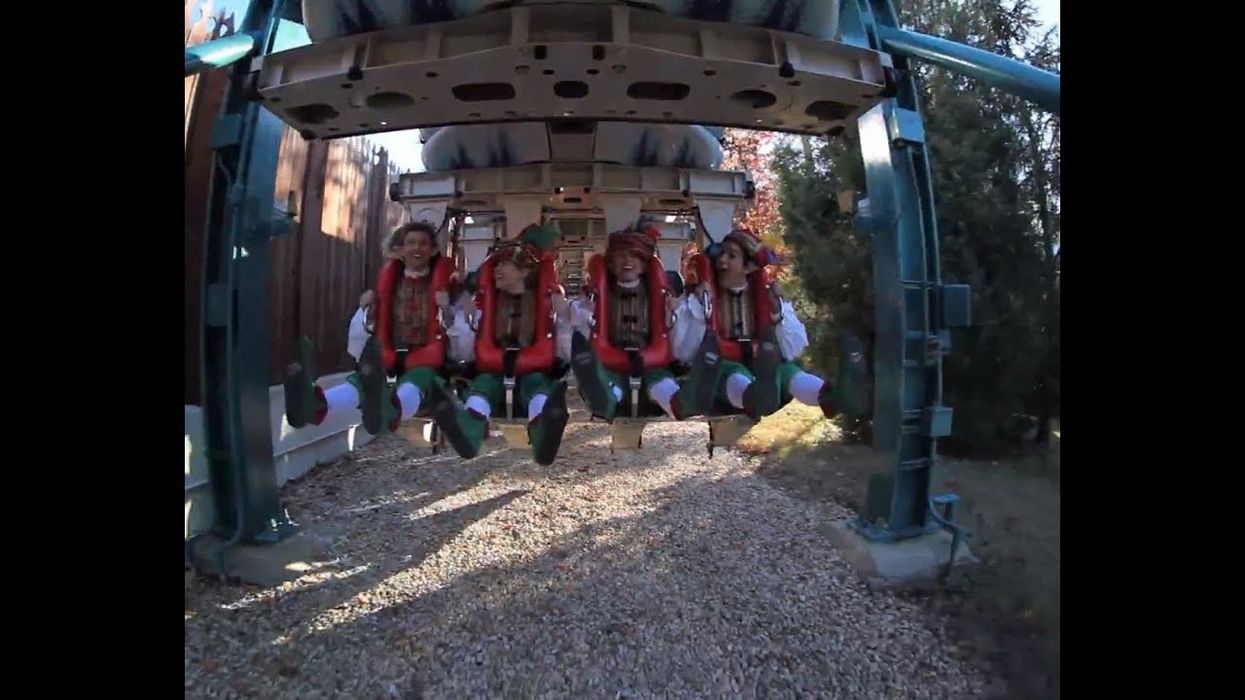 Santa's elves take ride on Alpengeist, Busch Gardens