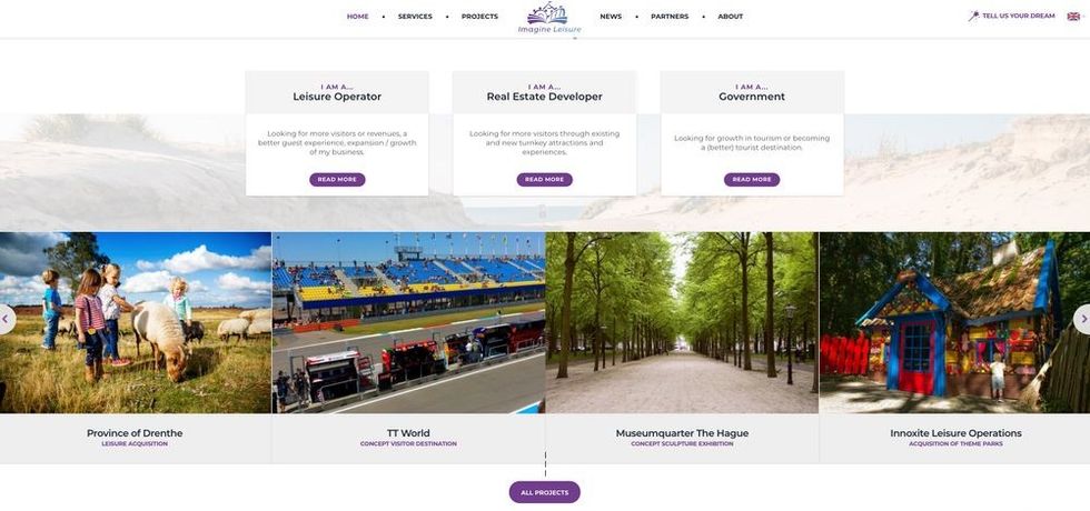 Imagine Leisure website layout