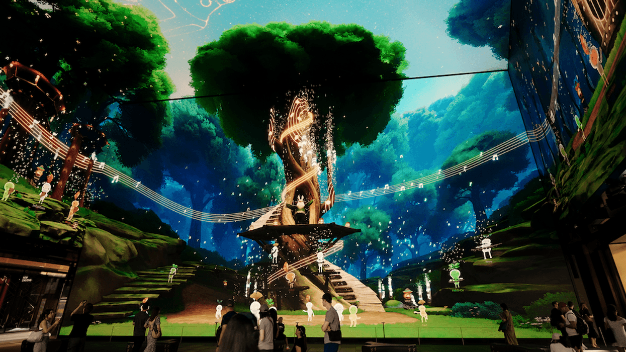 Immersive digital forest scene with a glowing tree and enchanted atmosphere.