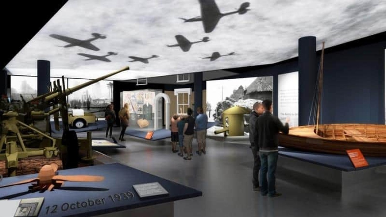 Interior of the IWM exhibition with projections from Sysco Productions