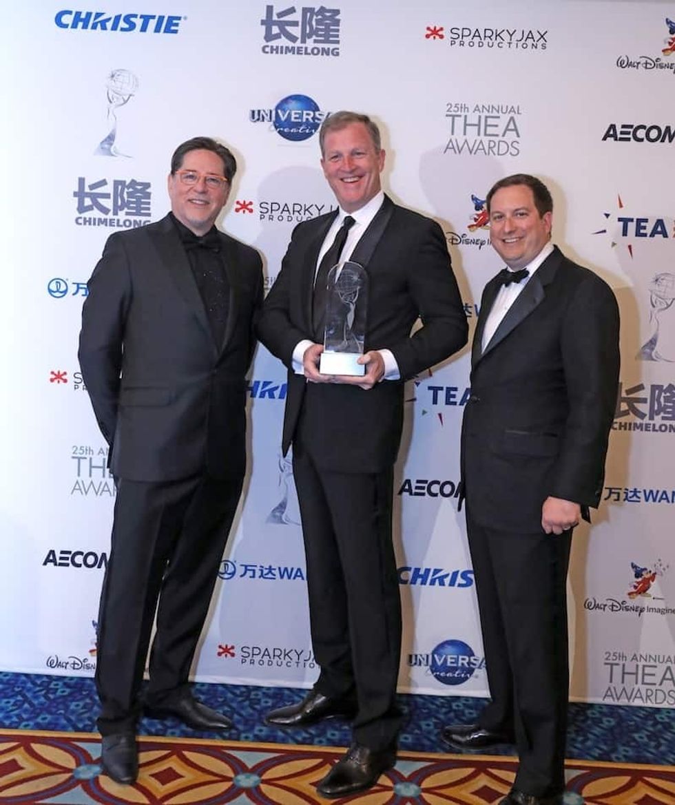 Joseph Cortina of Cortina Productions with Robert Shenk and Matt Briney of George Washington’s Mount Vernon TEA Summit 2019 Thea Awards