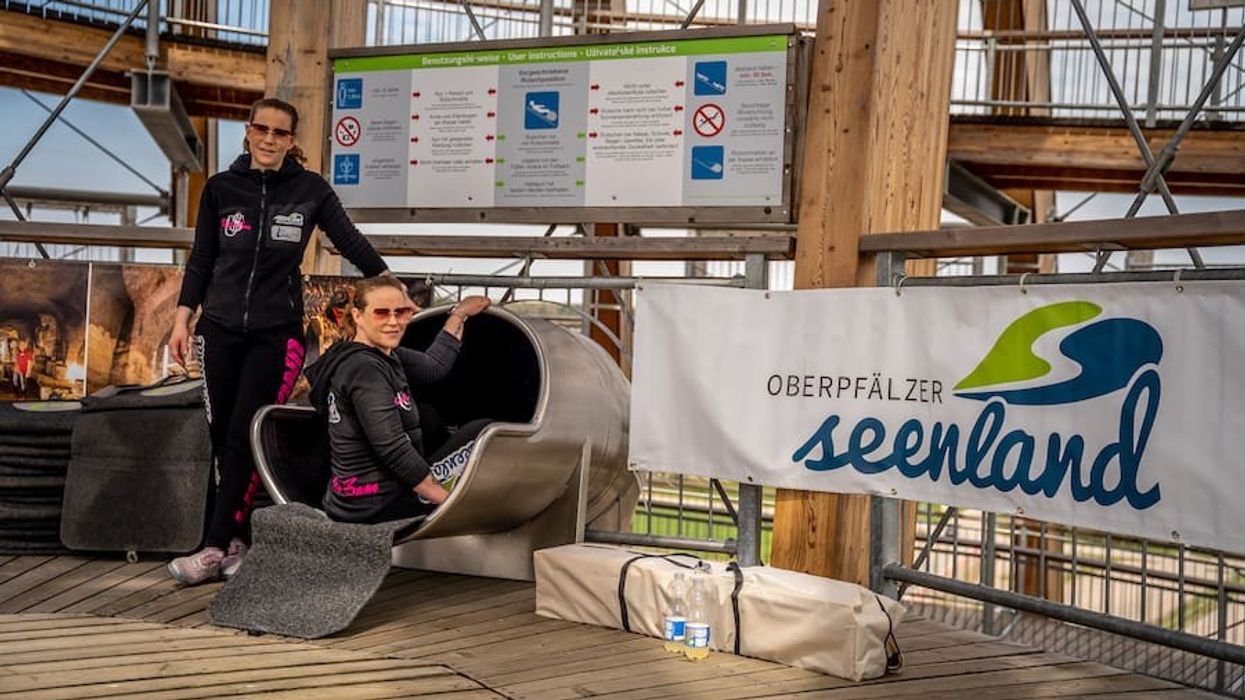 Julia and Stephanie record breaking slide