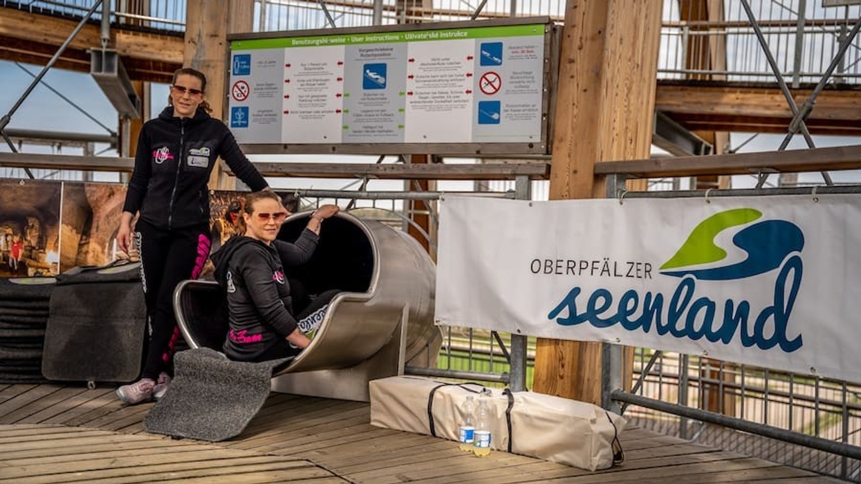 Julia and Stephanie record breaking slide
