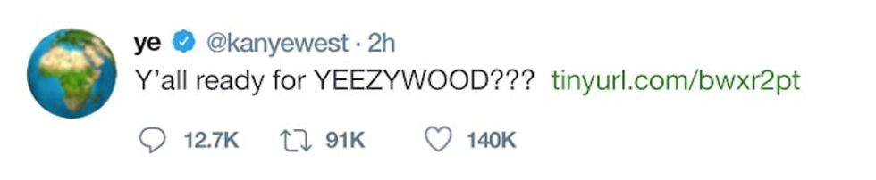 kanye west dollywood tweet