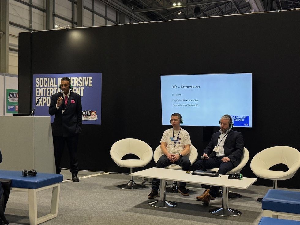 Kevin Williams KWP, Matt Wells Frontgrid and Alex Curie, Vertigo VR Group at EAG show 2025