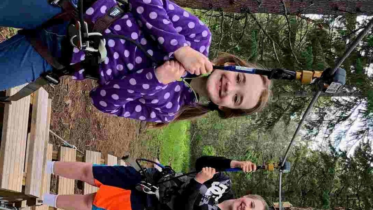 kids at farragut state park tree to tree idaho ropes course